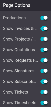 Documents to which customers have access to from their account