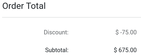 Subtotal discount