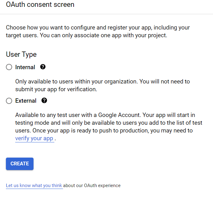 Choice of a user type in oauth consent