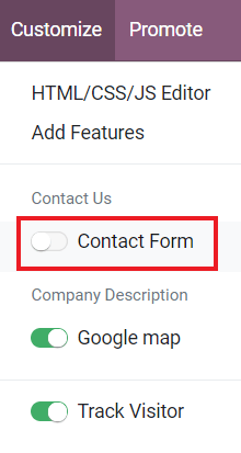 Contact Form toggle