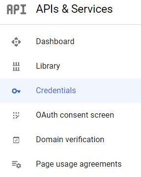 Credentials button menu