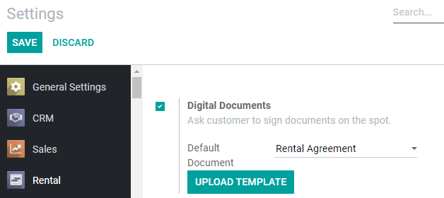 Digital Documents settings in Odoo Rental
