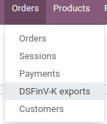 Menu to export DSFinV-K