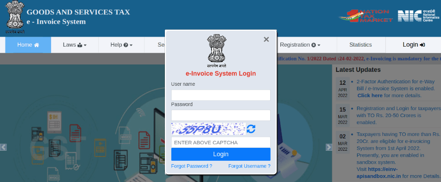 Register Odoo ERP system on e-invoice web portal