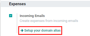 Create the domain alias by clicking the link.