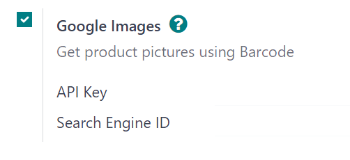 The Google Images setting in the Odoo Settings app page.