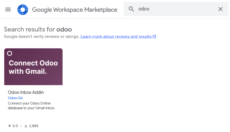 Odoo Inbox Addin on Google Workspace Marketplace.