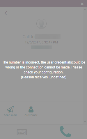 "Incorrect Number" error message in the Odoo softphone