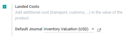 Activate the landed cost feature in Inventory settings.