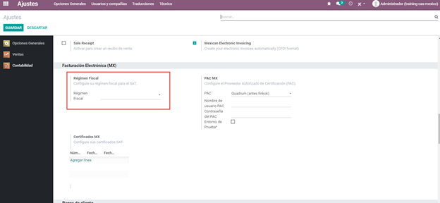 Set the Fiscal Regime in Odoo Accounting