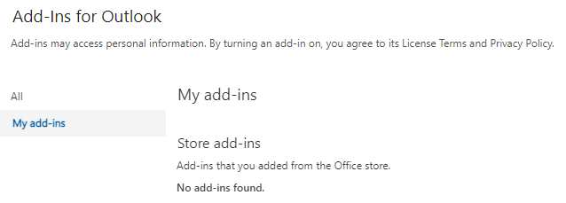 My add-ins in Outlook