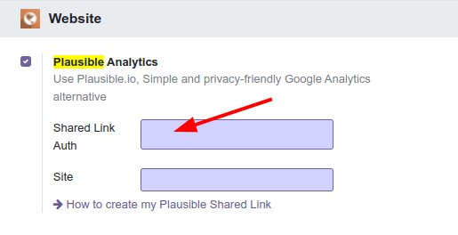 Paste the shared link URL to Odoo settings