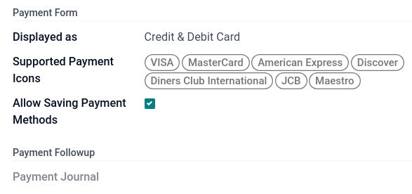 Select and add icons of the payment methods you want to enable