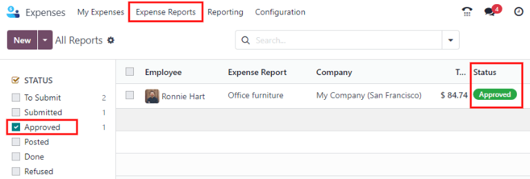 View reports to post by clicking on expense reports, then reports to post.