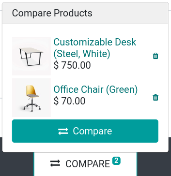 Product comparison window