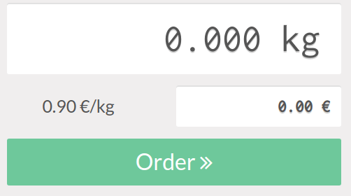 Electronic Scale dashboard view when no items are being weighed.