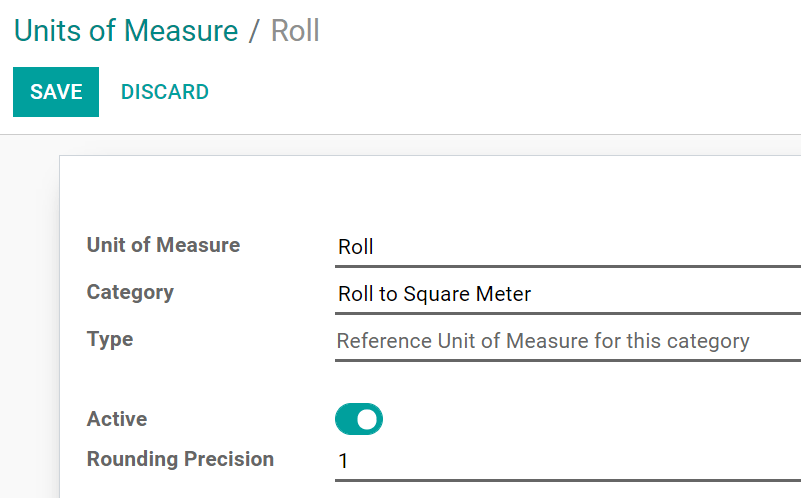 Create a new reference unit of measure in Odoo Purchase