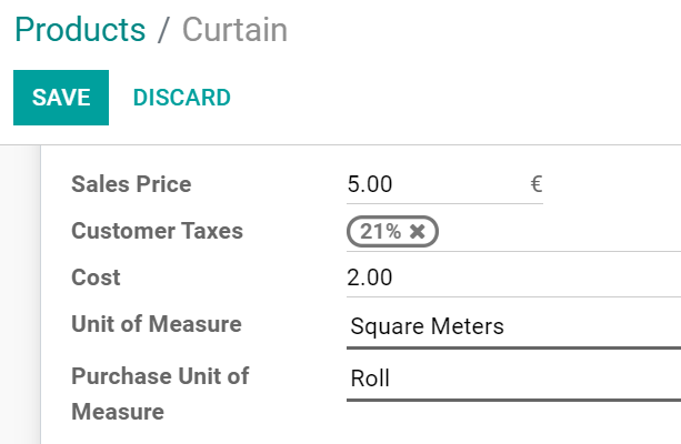 Set a product's units of measure using your own units in Odoo Purchase