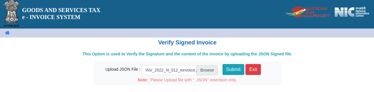 select the JSON file for verify invoice