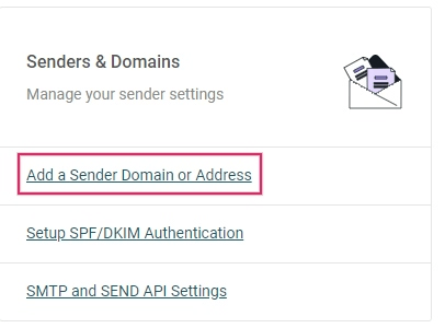 在Mailjet界面中添加发件人域名或地址。