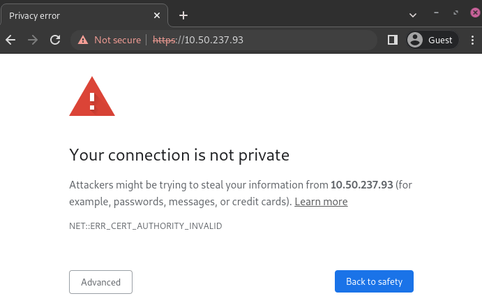 关于Google Chrome连接隐私的警告页面