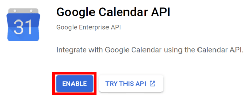 启用 Google 日历 API。