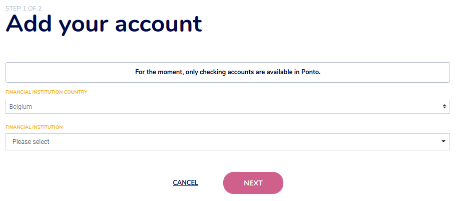 将银行账户添加到您的Ponto账户中。