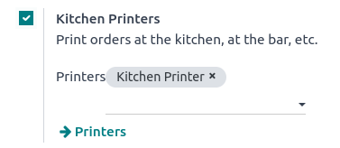 启用厨房打印机的设置