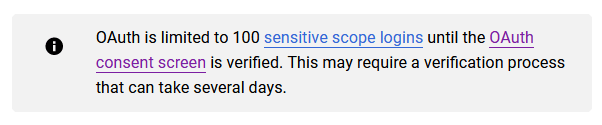 OAuth 仅限于 100 个敏感范围登录。