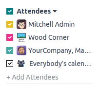 View of Attendees section on Calendar app.