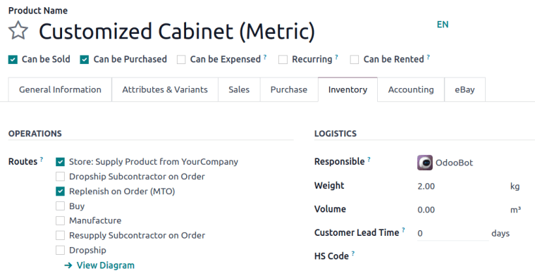 Route setting which enables a product to resupplied from a second warehouse.