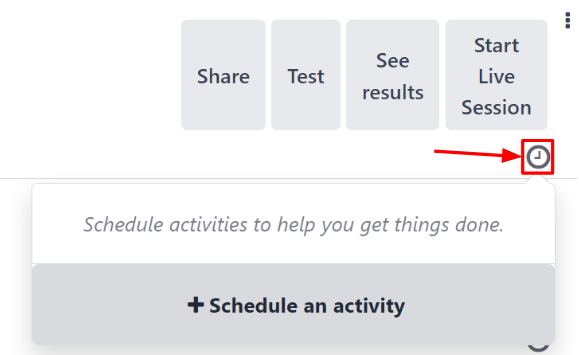 The Schedule Activities drop-down menu that appears on the Odoo Surveys dashboard.