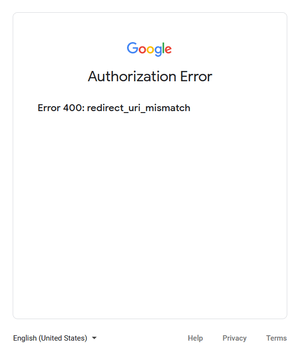 Error 400 重定向URI不匹配。