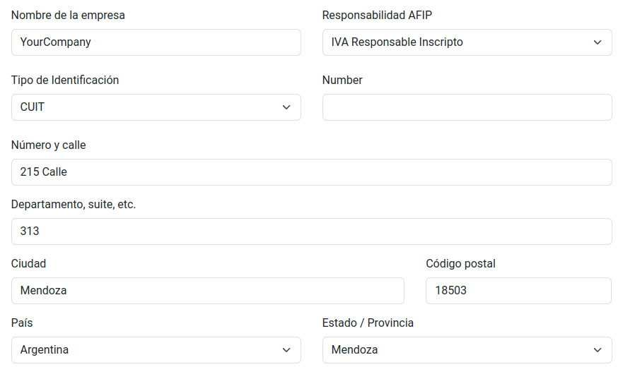 Fiscal required fields for electronic invoicing.