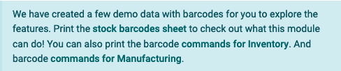 Barcode 应用主屏幕上的演示数据提示弹出窗口。